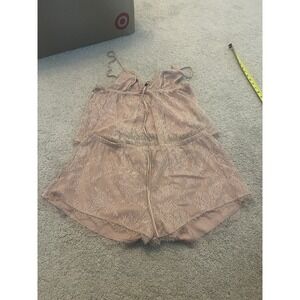 Victoria's Secret Satin & Lace Babydoll Cami Top/Shorts Pajama Set Size XL Pink